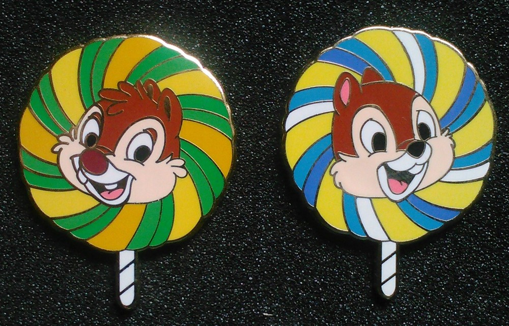 2008 Chip N Dale Disney Pins From WDW Lollipop Mystery Tin Series PP 60717 60718