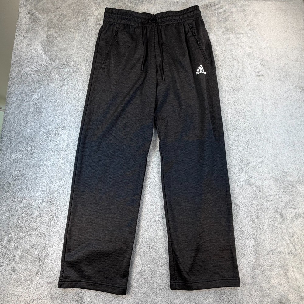 Adidas Men’s Athletic Training Pants L Black Straight Leg Zip Pockets Polyester