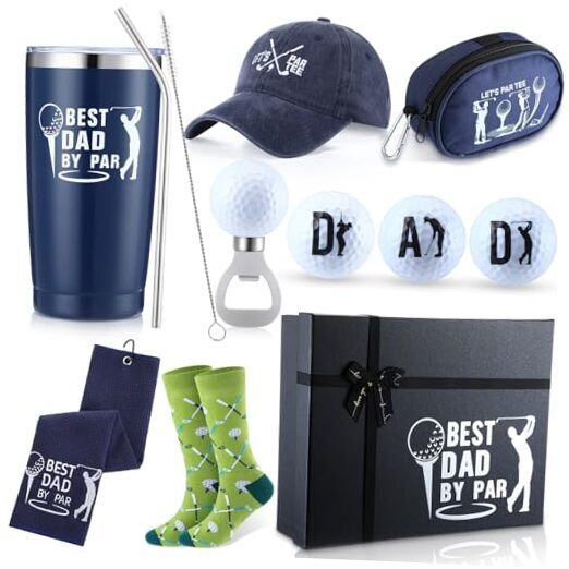 10 Pieces Fathers Day Gift Golf Gifts Set for Dad Man Includes 0.6 l Dad