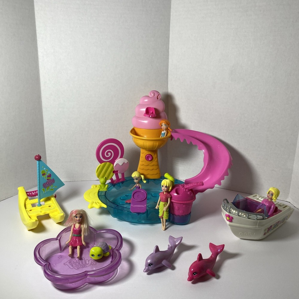 Polly Pocket Huge Lot Cruise Ship 25 Dolls Clothes Accessories Etc