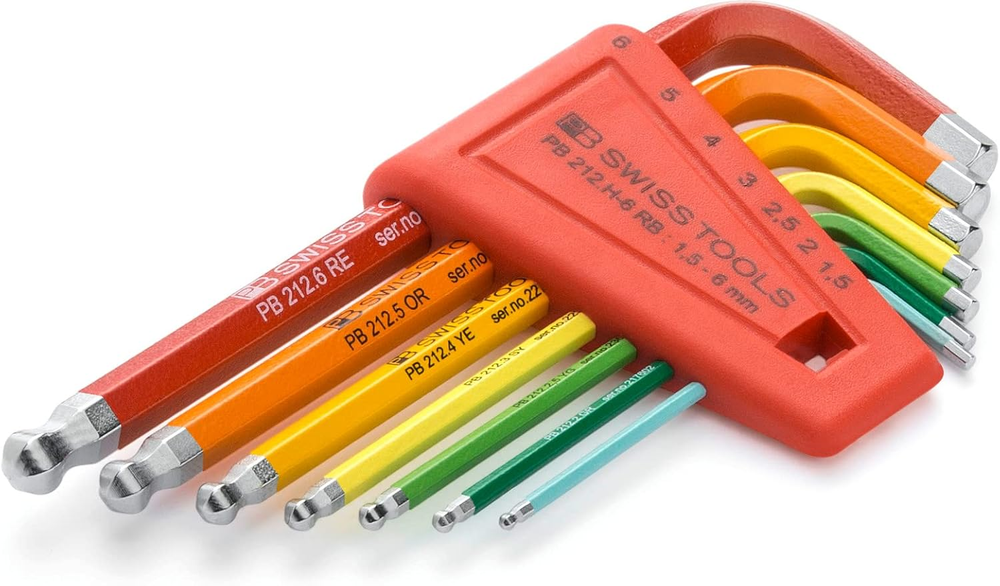 Hexagon Socket Set PB 212.H-6 RB | 100% Swiss Made | 7-Piece Hex Key Set 1.5/2/2