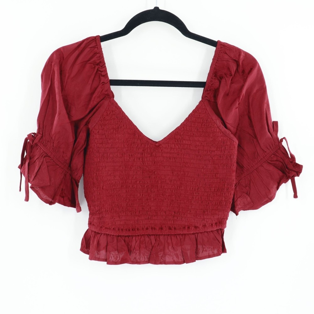 Band Of The Free Lea Rhubarb Smocked Crop Top Women S Boho Bohemian Garden Party