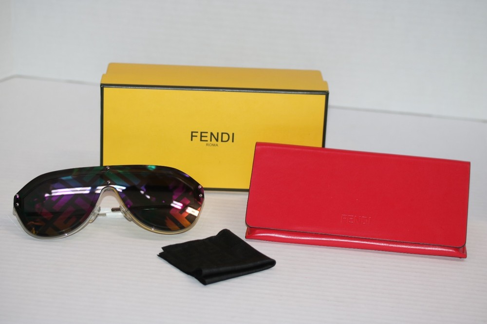 Fendi Fabulous Sunglasses Silver FF M0039 Rainbow Logo Lens