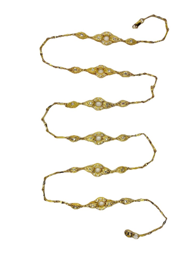 St. John Vintage 1980s Crystal & Gold Necklace & Belt - Rare Designer Jewelry