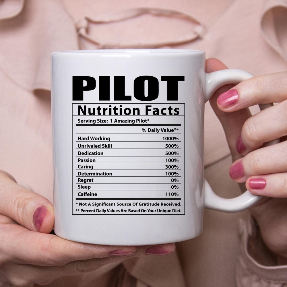 Funny Pilot Nutritional Facts White Coffee Mug
