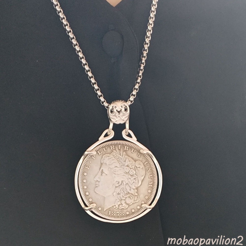 Vintage Pendant with Silver Plated Decorative Coin-Necklace