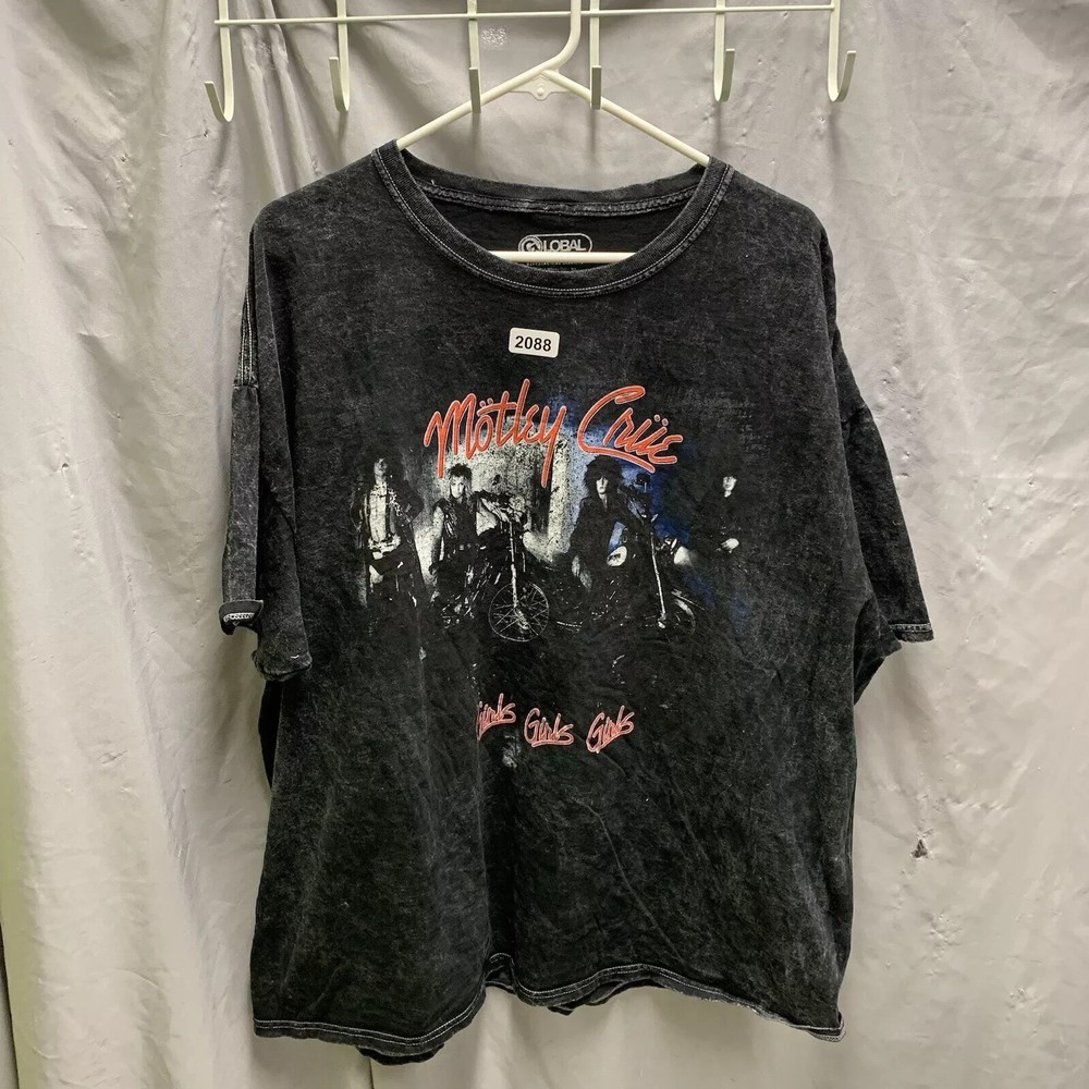 Motley Crue Girls Shirt Adult Extra Large Black Shirt Sleeve Graphic Print Men’s