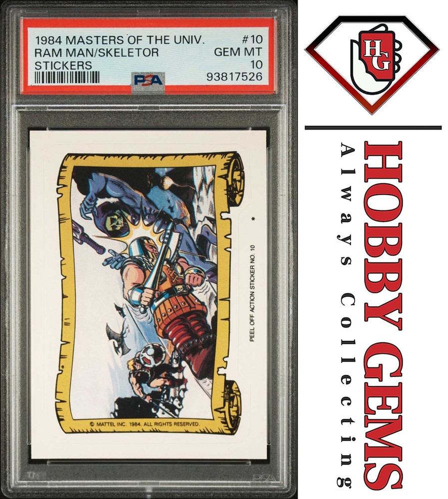 1984 Masters of the Universe PSA 10 Sticker #10 C6 He-Man Ram Man Skeletor