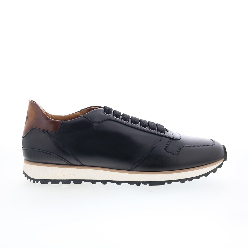 Di Bianco SB308 Mens Black Leather Lace Up Lifestyle Sneakers Shoes 10