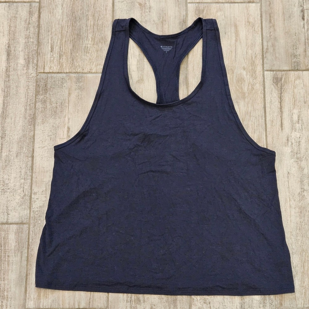 Athleta Tank Top Size L Navy Blue Racerback Relaxed Fit Activewear Athletic Gym