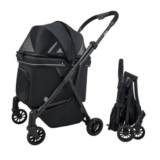 Pet Stroller for Small Dogs – No-Zip Deep Seat, Lightweight Dog Stroller for