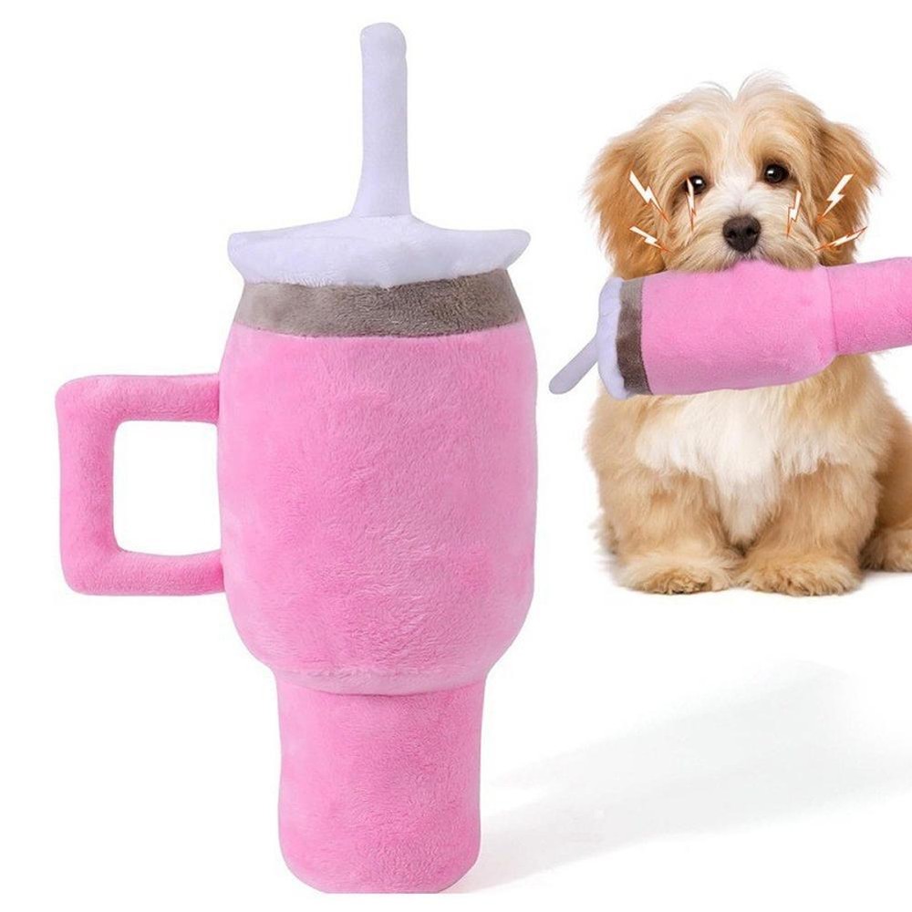 Funny Plush Water Cup Dog Toy Interactive Giggles with Squeaking Sound Che T7N7