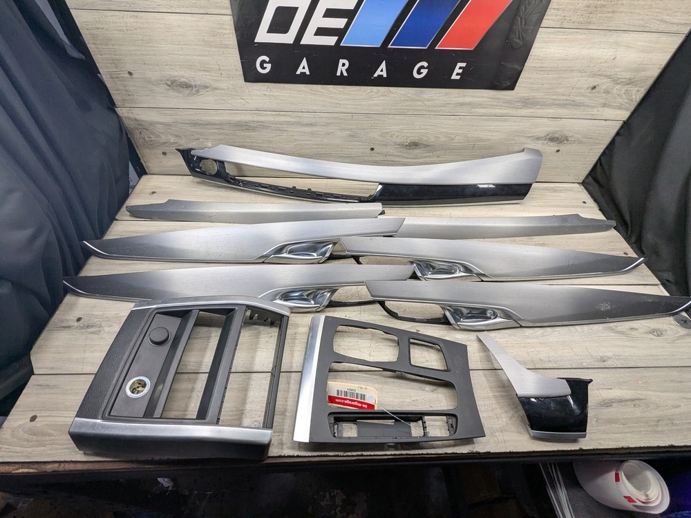 *14-18 OEM BMW F15 X5 Dash Door Panel Fine Silver Decor Interior Trim Cover SET