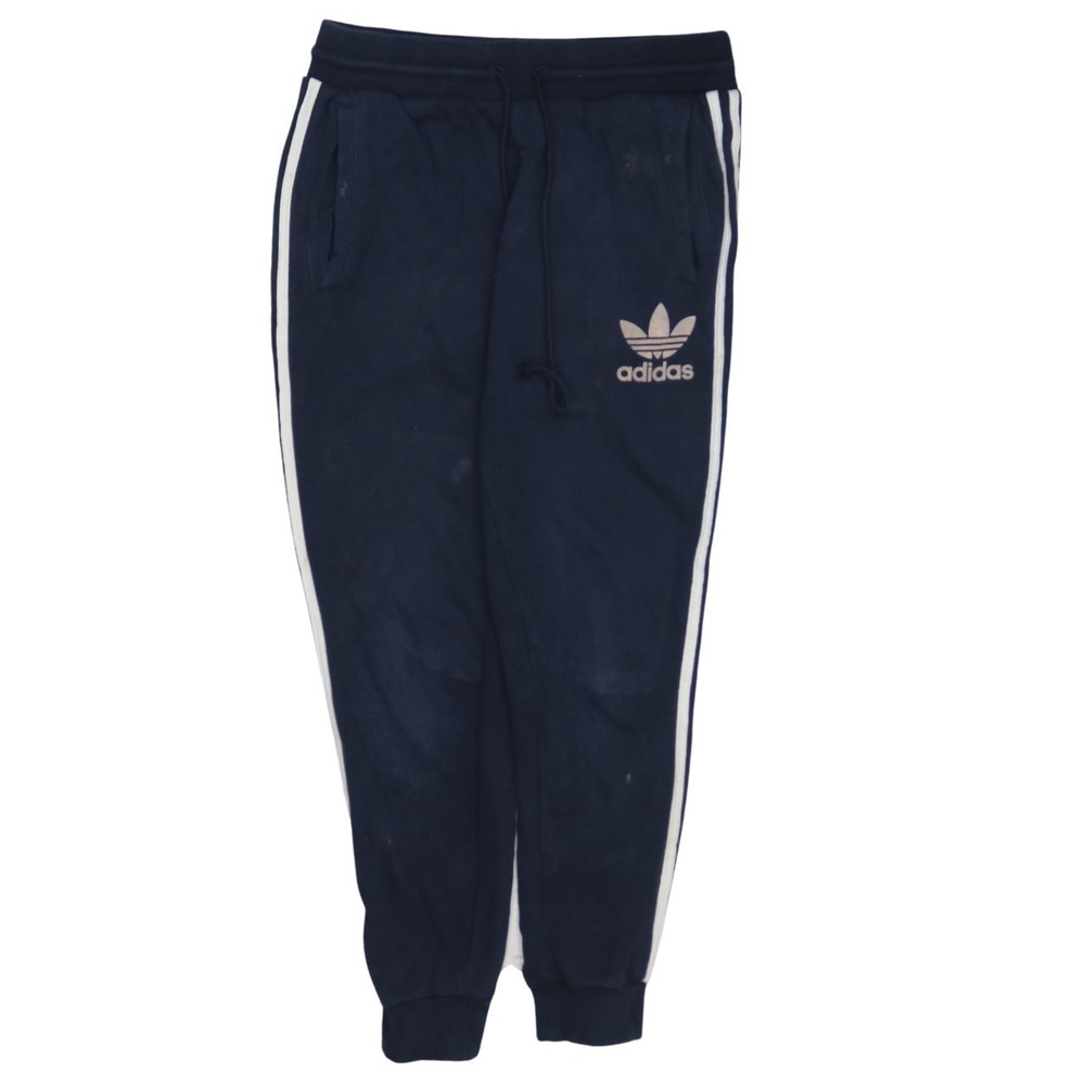 Adidas Mens Joggers Navy Blue Originals 3 Stripe Trefoil Logo Fleece Cuffed L