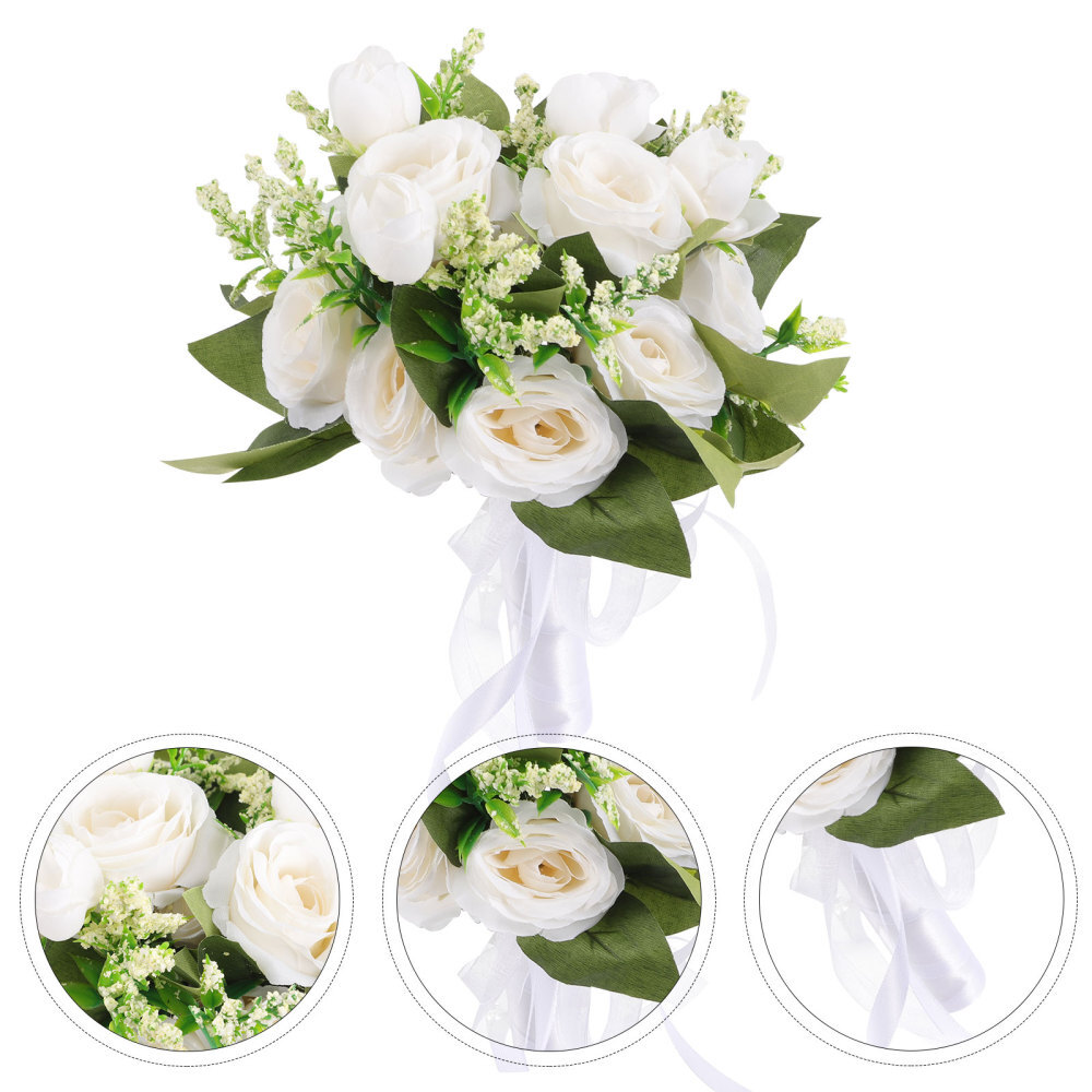 Bridal Bouquet Bridesmaid Artificial Wedding Holding Flowers Fresh Roses