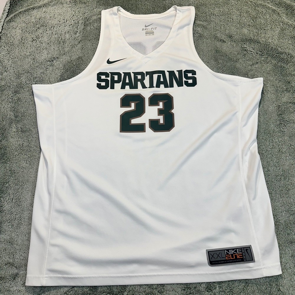 Nike Elite Michigan State Spartans Basketball Jersey Mens XXL White Green 23