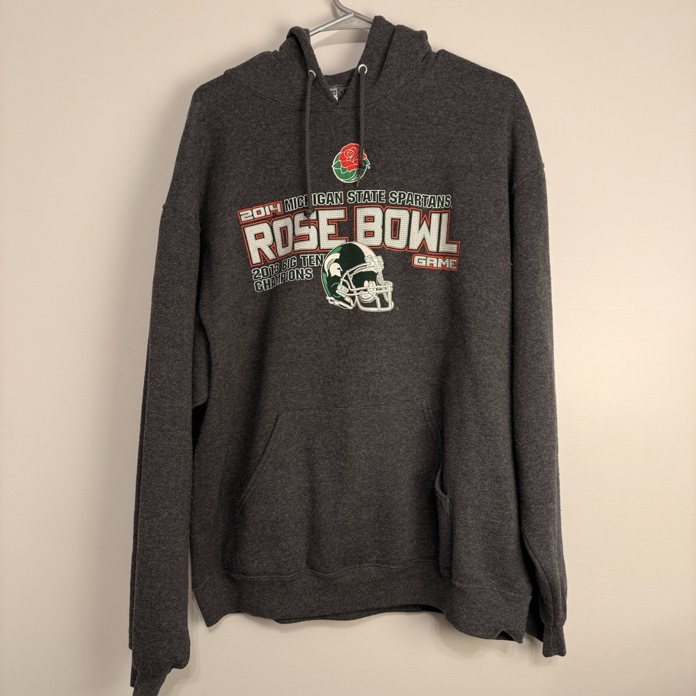 Michigan State Sweatshirt Size Xl Michigan 2014 Rose Bowl Hoodie Gildan Gray