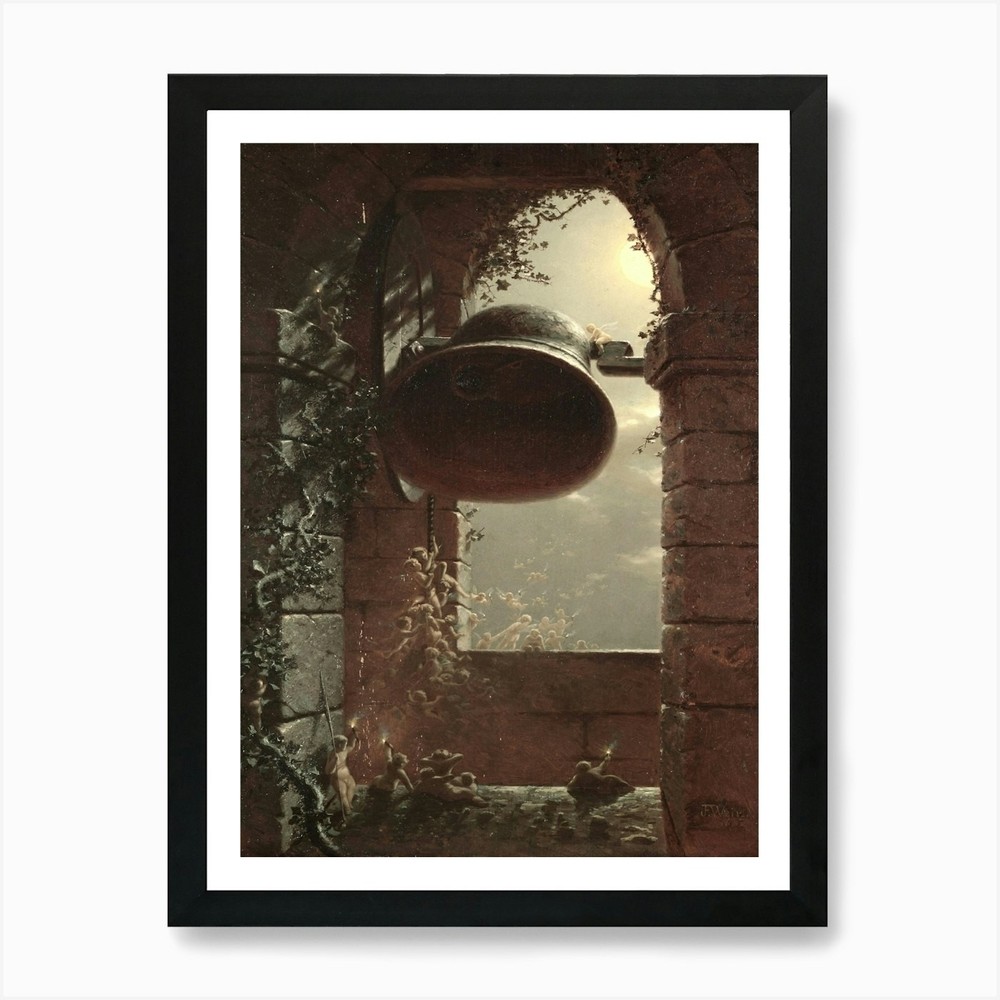 Framed Bell In The Window Art Print Canvas Wall Decor Picture
