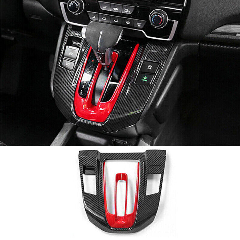 For Honda CR-V CRV 2017-2022 Carbon Fiber & Red Gear Shift Box Panel Cover Trims