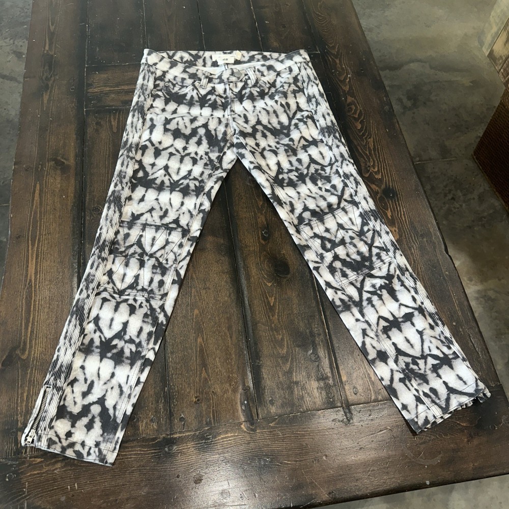 NEW ISABEL MARANT POUR H&M STRETCH PANEL ANKLE ZIP TIE DYE SKINNY JEANS SIZE 6