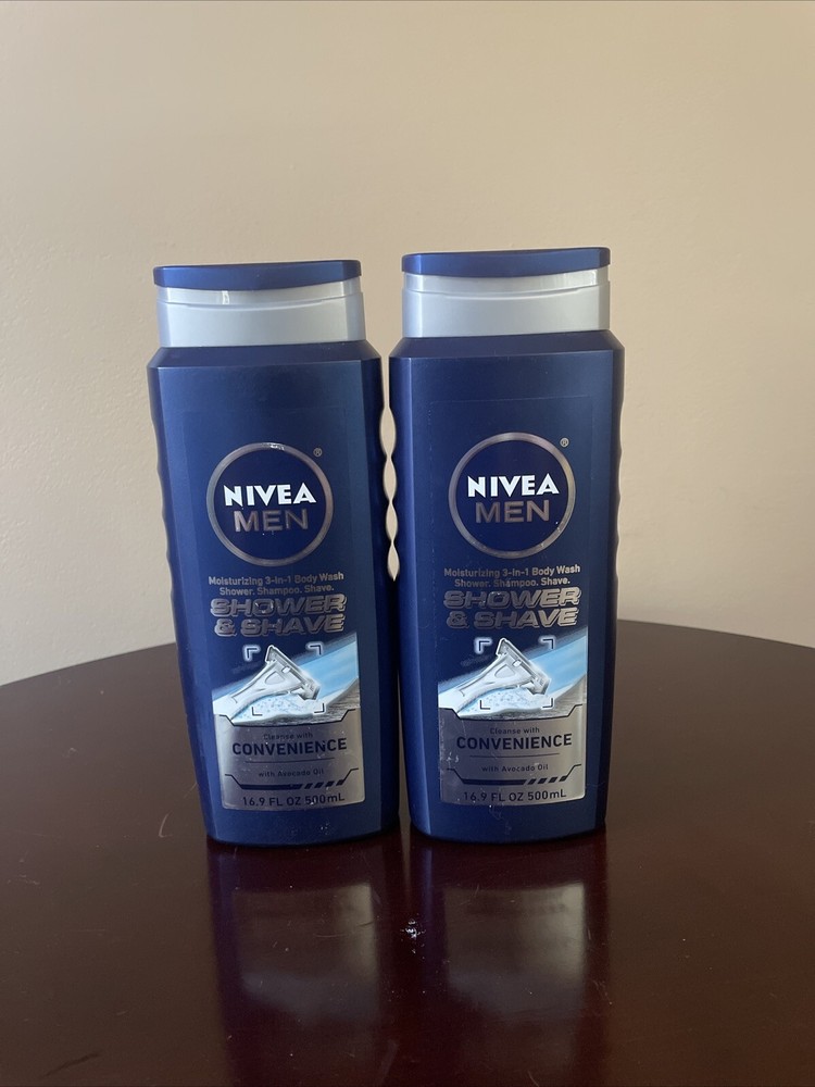 2x Nivea Men Shower & Shave Moisturizing 3-in-1 Body Wash Discontinued L