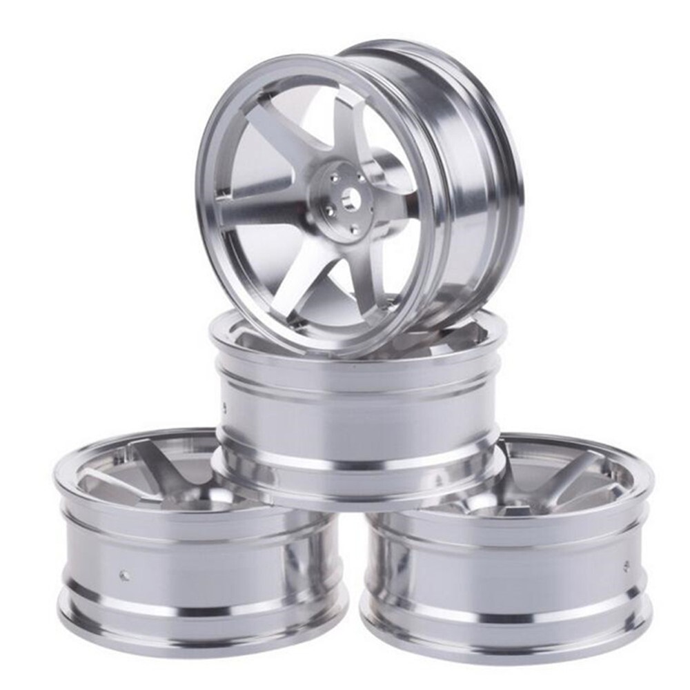 4Pcs Silver Aluminum Alloy Wheel Rims for 1/10 RC Crawler Car Upgrades