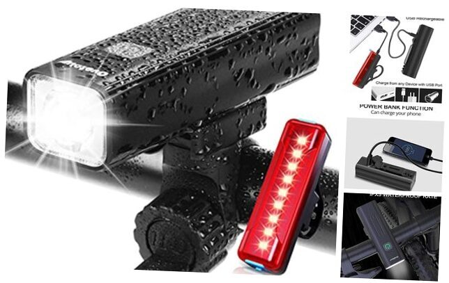 1000 Lumen USB Rechargeable Bike Light,4000mAh Battery with Power Bank