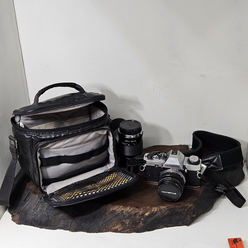 Olympus OMG Camera with 50mm & 135mm Lenses New Battery Tested Working