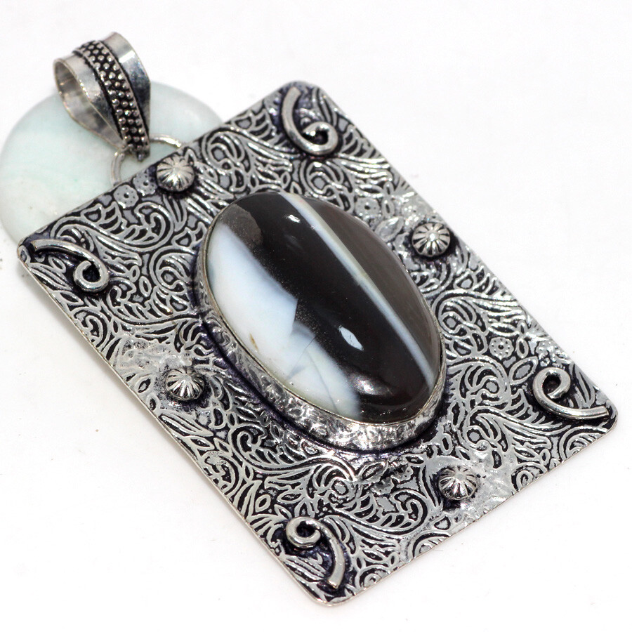 Owhyee Blue Opal 925 Silver Plated Pendant 2.4