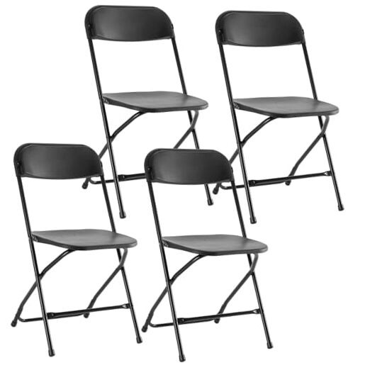 4 Pack Folding Chairs, Plastic Chairs with 330-Pound Capacity, Sturdy Metal