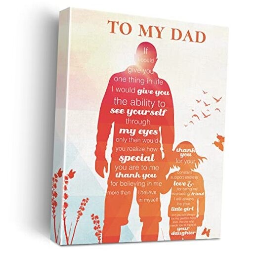 Father Gift from Daughter Motivational Dad Canvas Wall Art Print