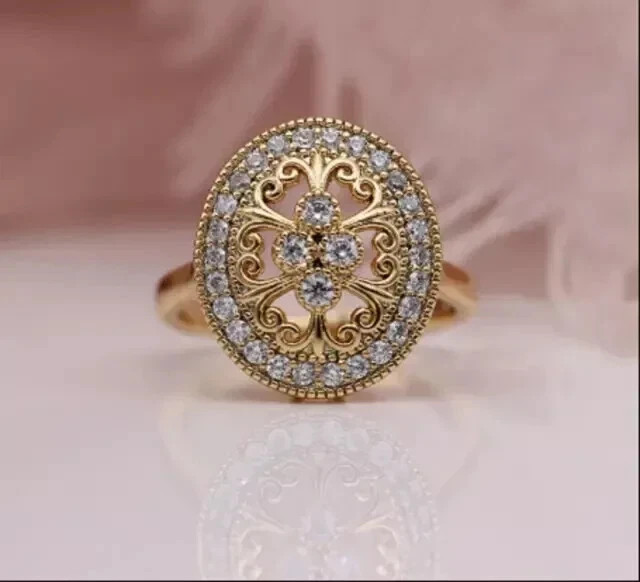 Women's Wedding Ring 2 Ct Round Cut Simulated Diamond 925 Yellow Sterling Silver