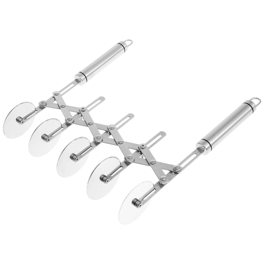 Stainless Steel 5-Wheel Adjustable Pizza Cutter Blade for Pastry and Dough  