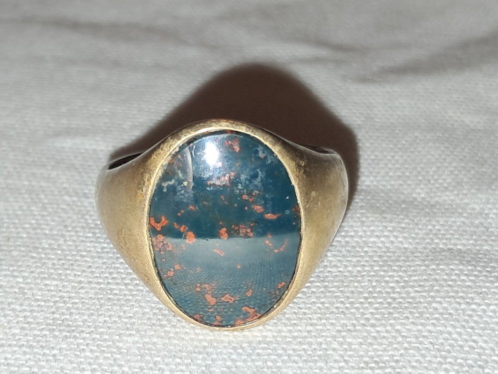 14K Yellow Gold Black Mahogany Obsidian Oval Onyx Ring ~ 6 grams ~ Vintage