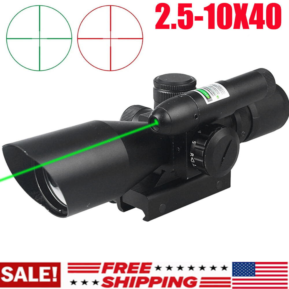 2.5-10x40 Scope Mil-dot Dual illuminated with Green Laser Sight & Mount