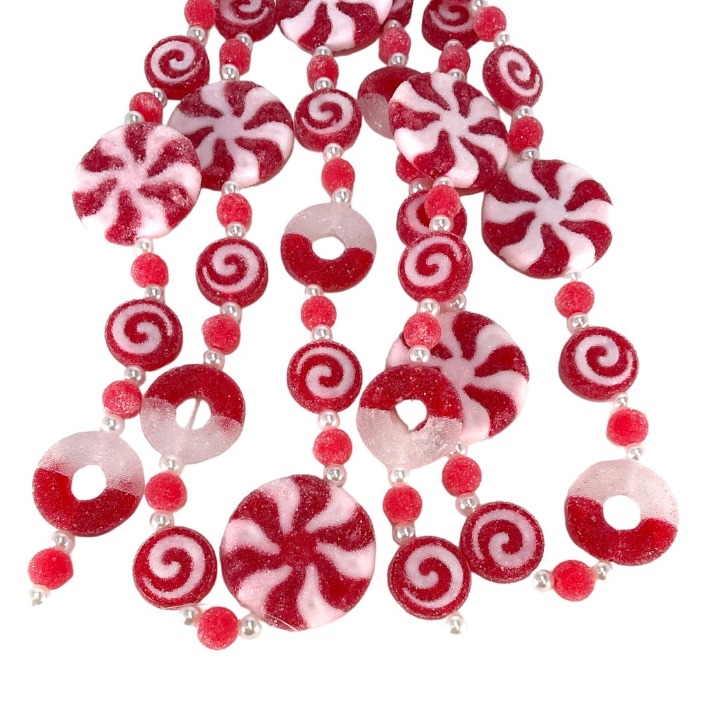 Red White Green Christmas Candy Garland Strand 6 Feet Choose Your Style