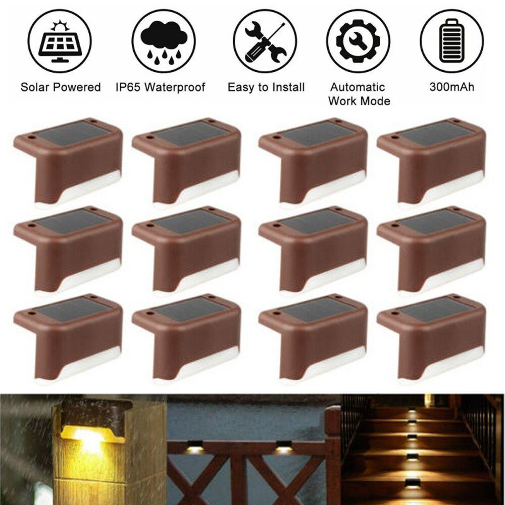 12Pcs Solar LED Outdoor Deck Lights for Garden Path Stairs Fence Yard