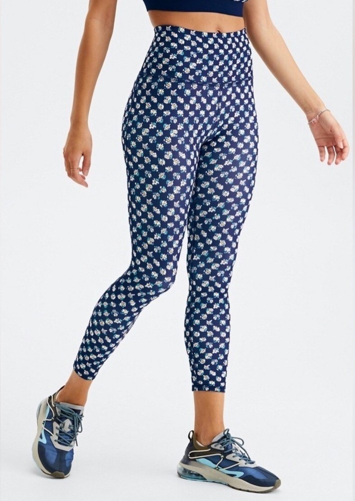 FABLETICS Pureluxe Leggings Sz S High Rise 7/8 Navy Daisy Floral Print Active