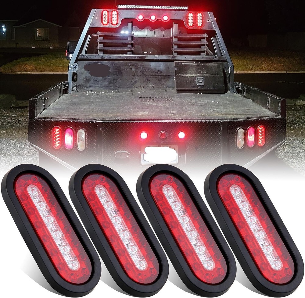 Luces traseras LED ovaladas para remolque de 6,4 pulgadas 4 piezas con luces inversas de respaldo ovaladas re...