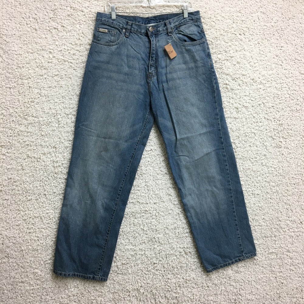 VINTAGE G Unit Jeans 32x32 Mens Blue Baggy Hip Hop Skater Straight Leg Loose Y2K