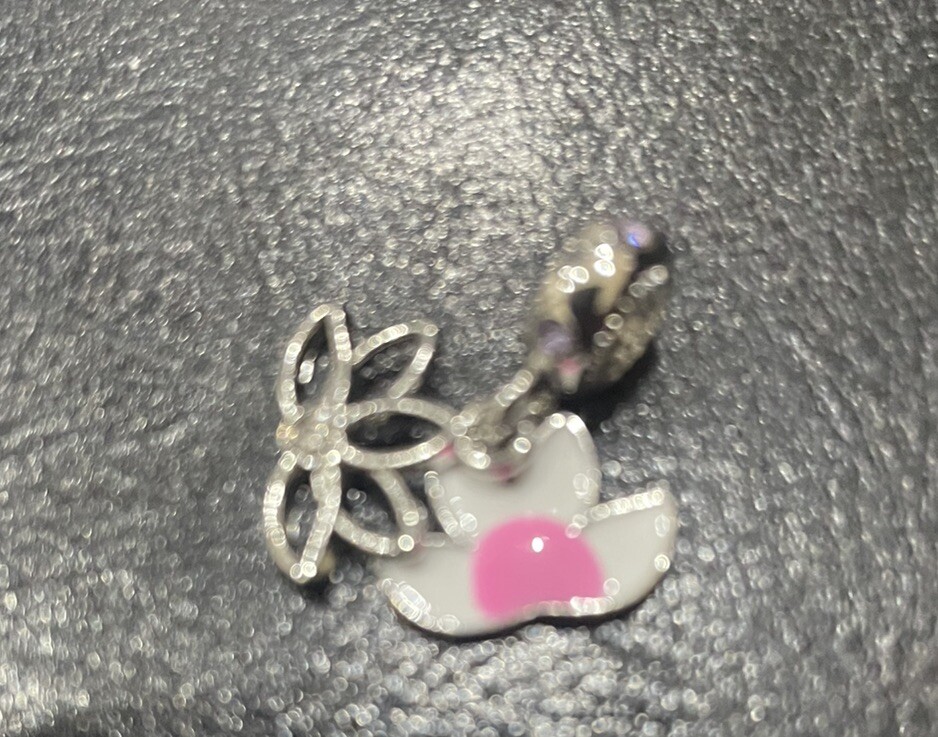 Mother's Day Pink White Flower Pandora-Style Alloy Enamel Charm with Free P&P-image