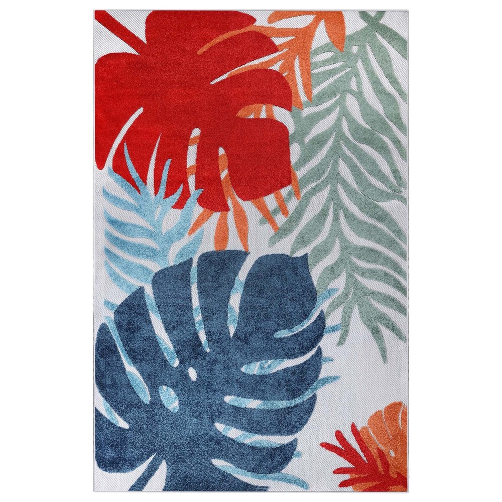 Waikiki Modern Oversized Tropical Leaf Coastal Indoor Outdoor Rug