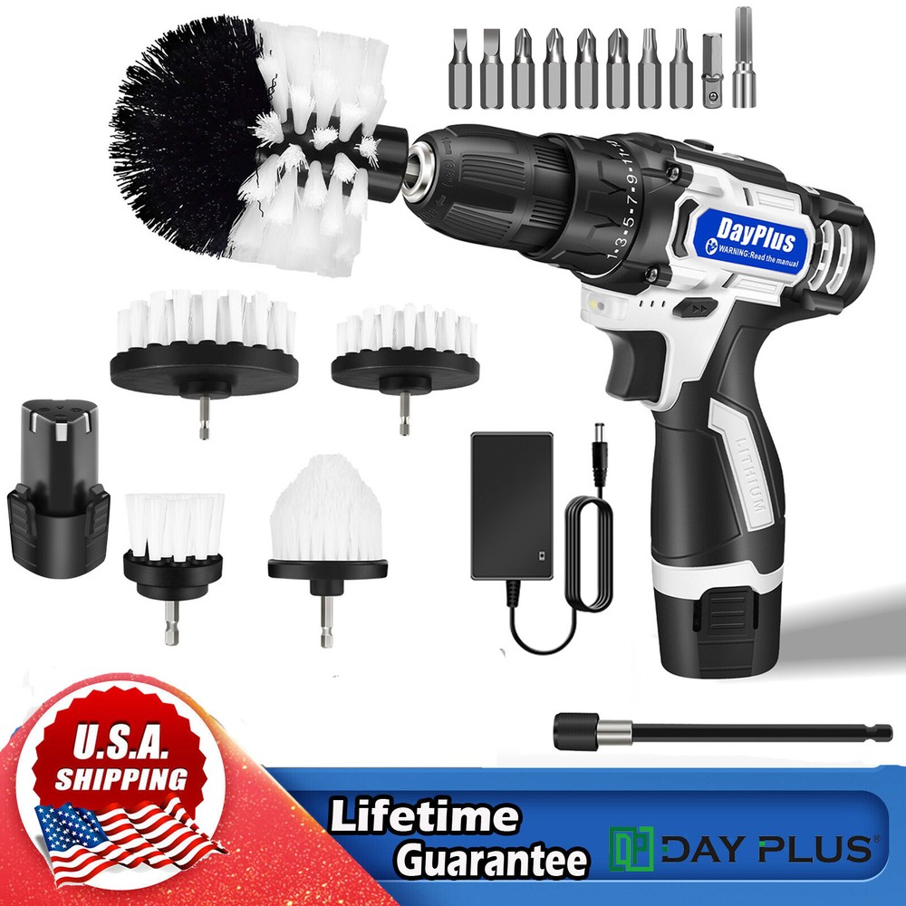 Cordless Drill Electric Screwdriver Rechargeable Drill Brush Set Cleaning Tools