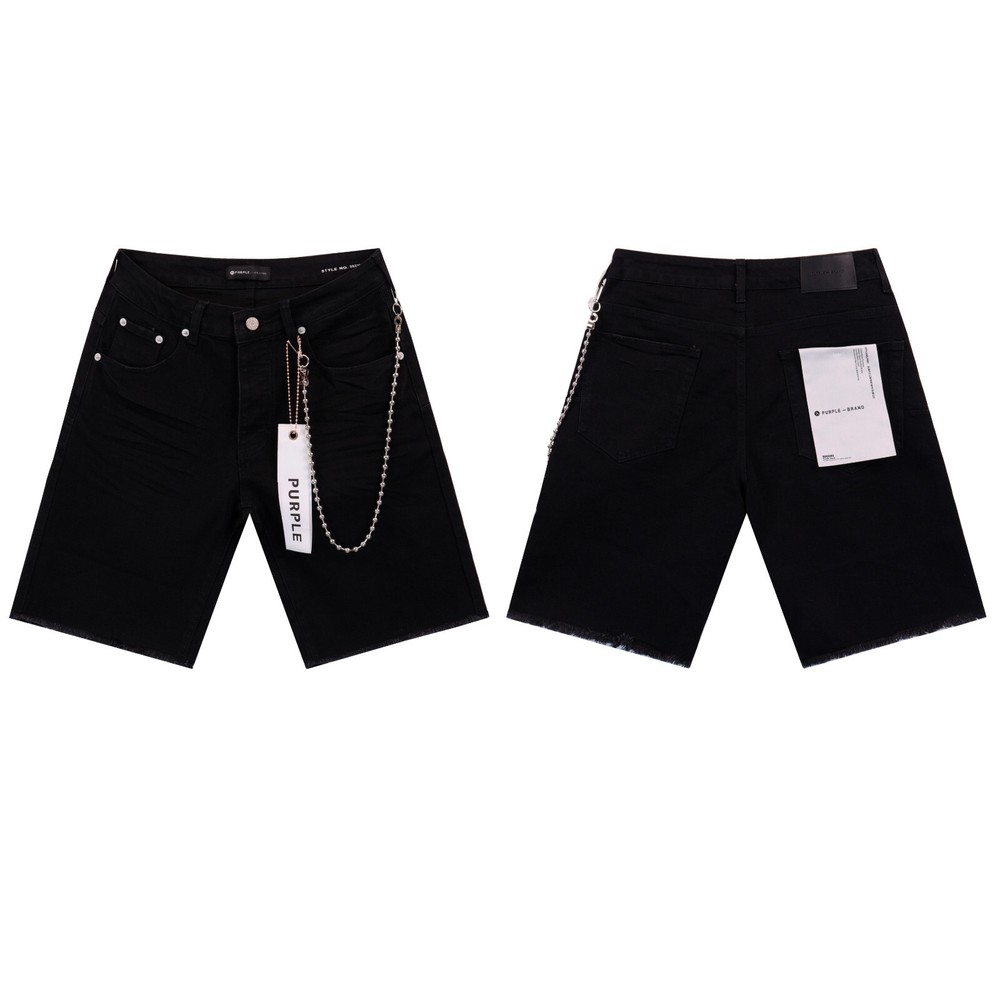 Fashion Purple Brand Men's Personality Jeans Casual Chain Denim Shorts