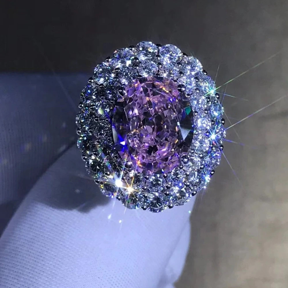 5ct Pink Oval VVS Moissanite Ring in Platinum 950