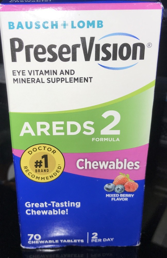 Bausch & Lomb PreserVision Eye Vitamin 70 Mixed Berry Chewables EXP 12/2024
