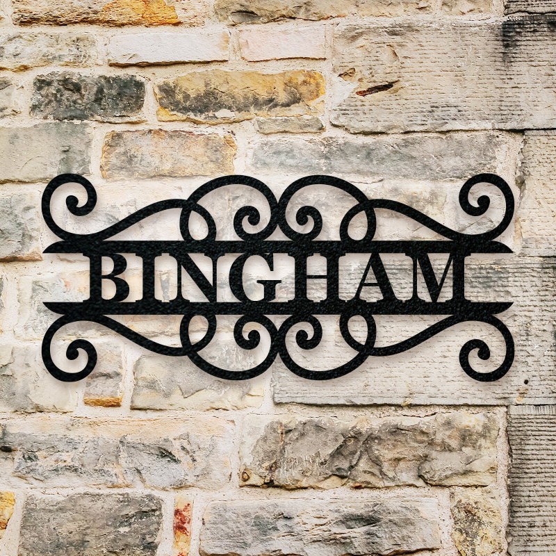 Custom Split Scroll Monogram-Housewarming Gift - Personalized Metal Sign