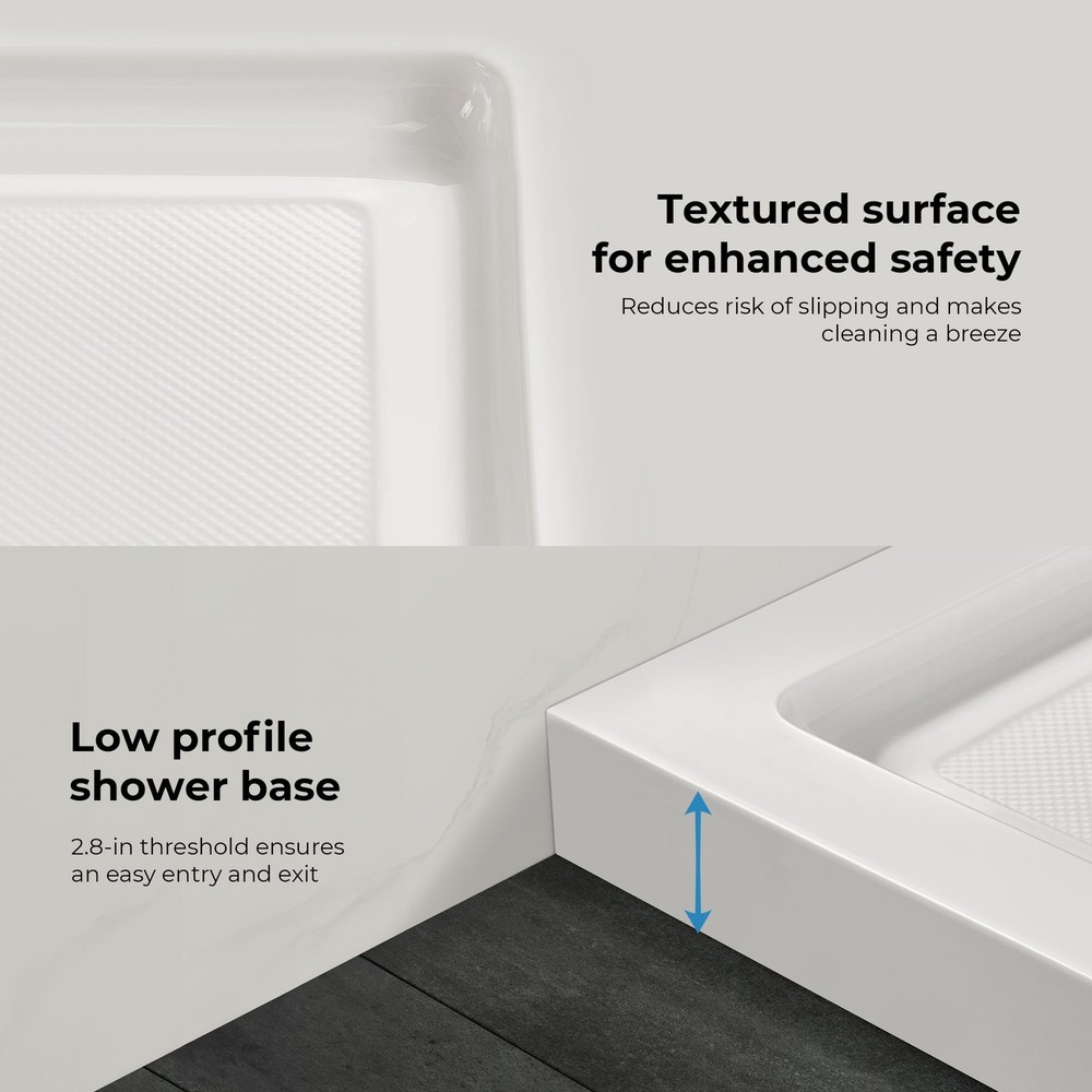Adena White Shower Base 60x36 Inches Center Drain Standard Size 38x36x2.8 by Ove Decors