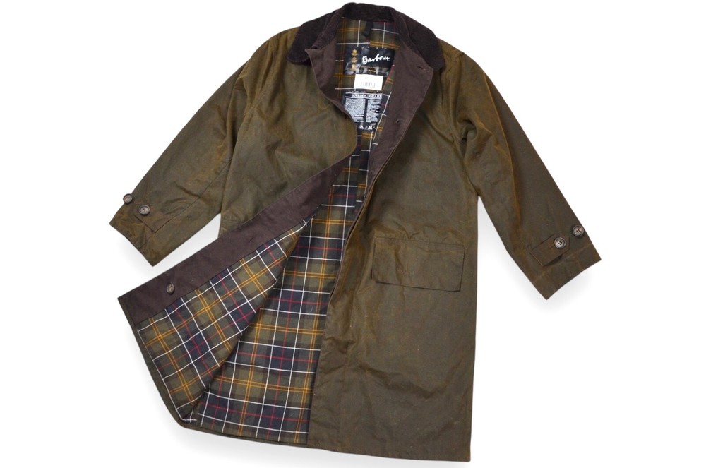 Men's Barbour A850 Classic 3/4 Wax Coat Olive Long England Size S