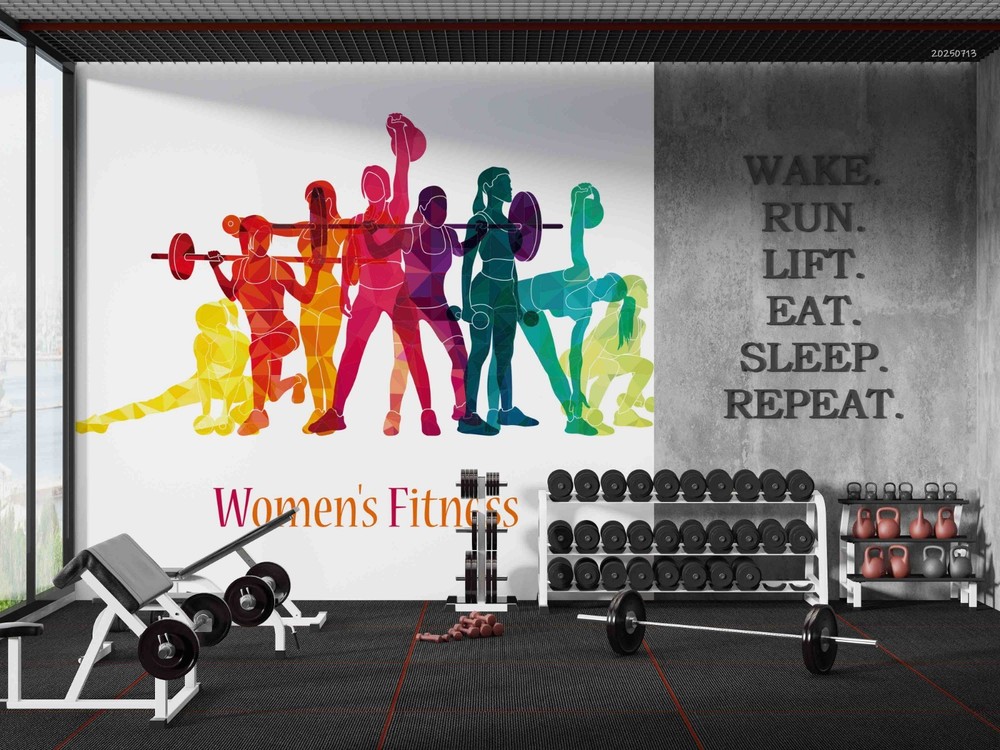 3D Gym Women Fitness Illustration Wall Murals Wallpaper Murals Wall Sticker 9